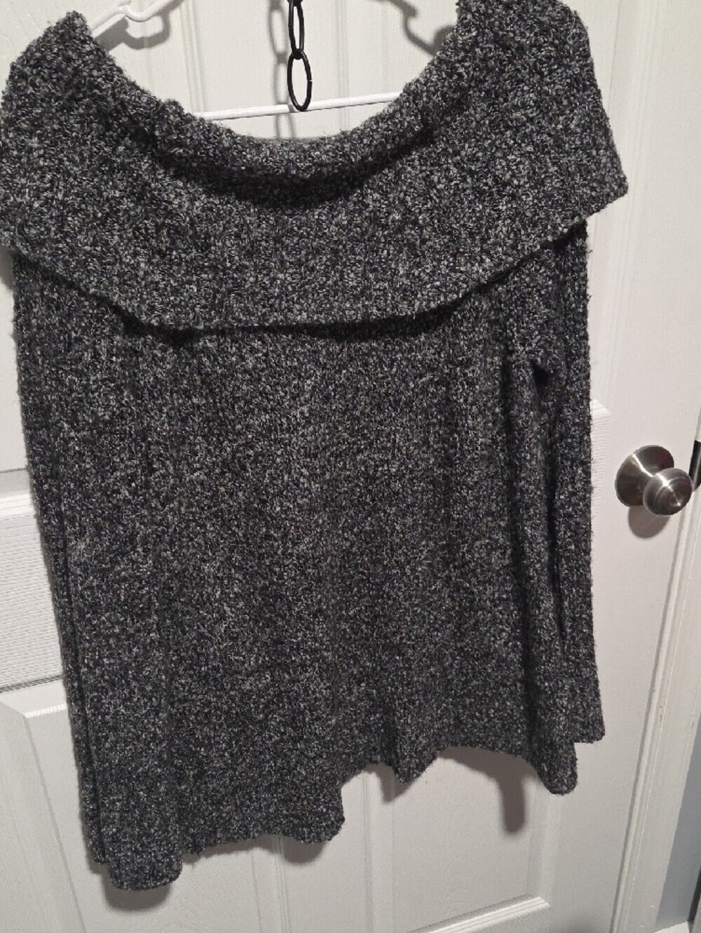 Daisy Fuentes Charcoal Off-Shoulder Cowl Sweater - Picture 4 of 4
